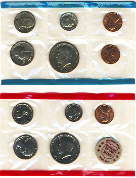 1971 and 1972 P and D US Mint Uncirculated 11 Coin BU Sets with Envelope TWO Pcs