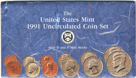 50 Coins 1991 P & D United States Mint Uncirculated Coin Set Lot of 5