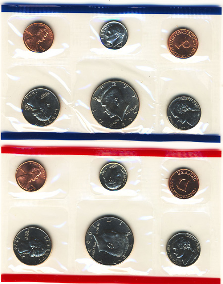 1994 LINCOLN ONE CENT PENNY & Blank Planchet UNCIRCULATED MINT SET COIN x5 
